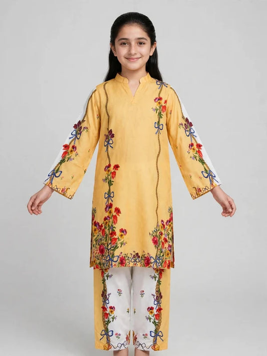 Girls Yellow Floral Co Ord Set