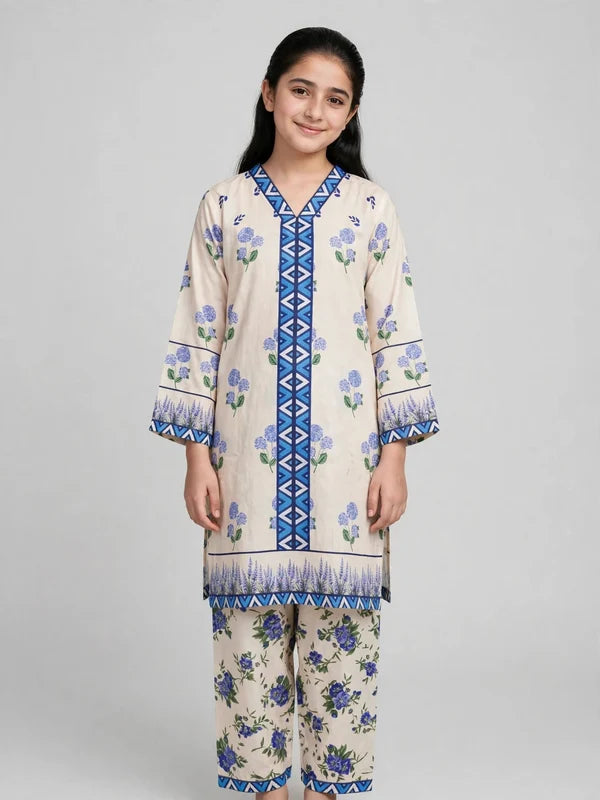 Girls White Floral Co Ord Set