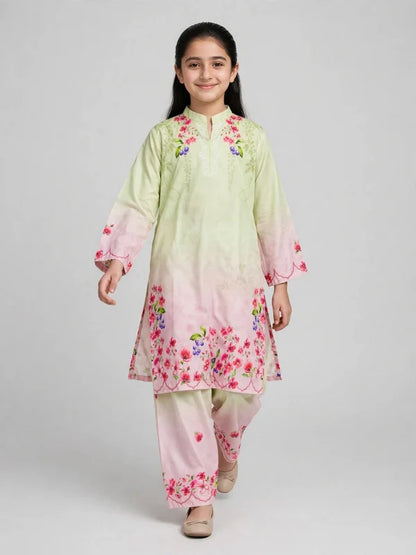 Girls Green Pink Co Ord Set