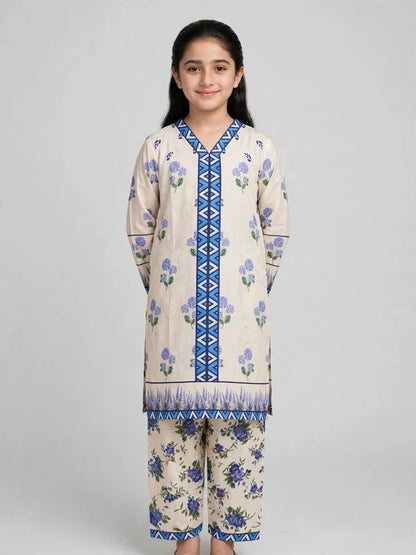 Girls White Floral Co Ord Set