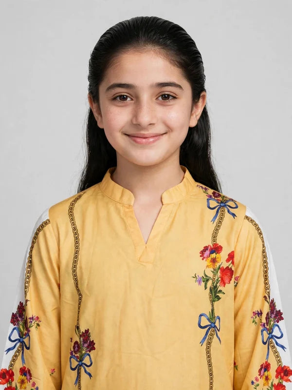 Girls Yellow Floral Co Ord Set